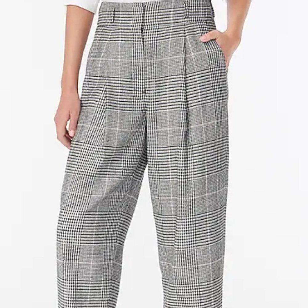 J. Crew Black and White Plaid Cropped Pants